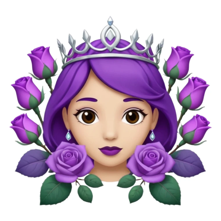 Purple rose with silver tiara and a purple emblem leaf wreath sticker