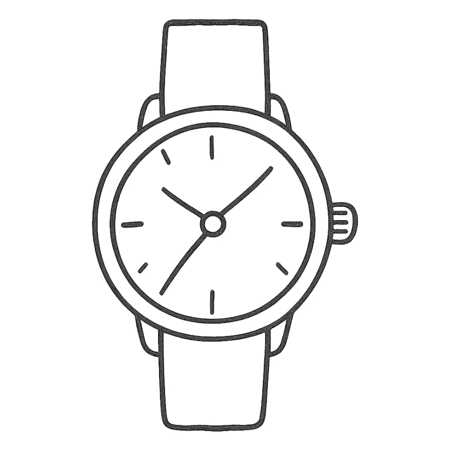 watch, sketchy and playful, hand drawn outline icon style sticker