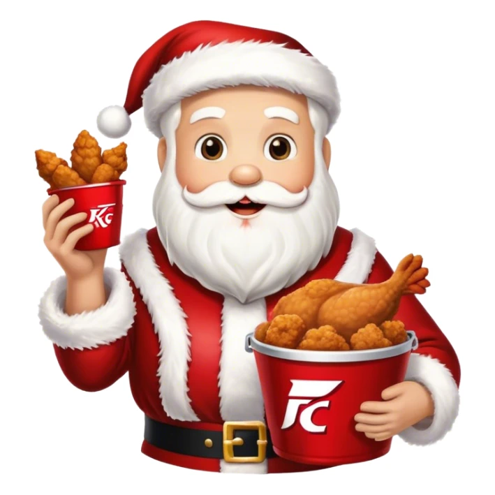 santa holding a bucket of "KFC" chicken sticker