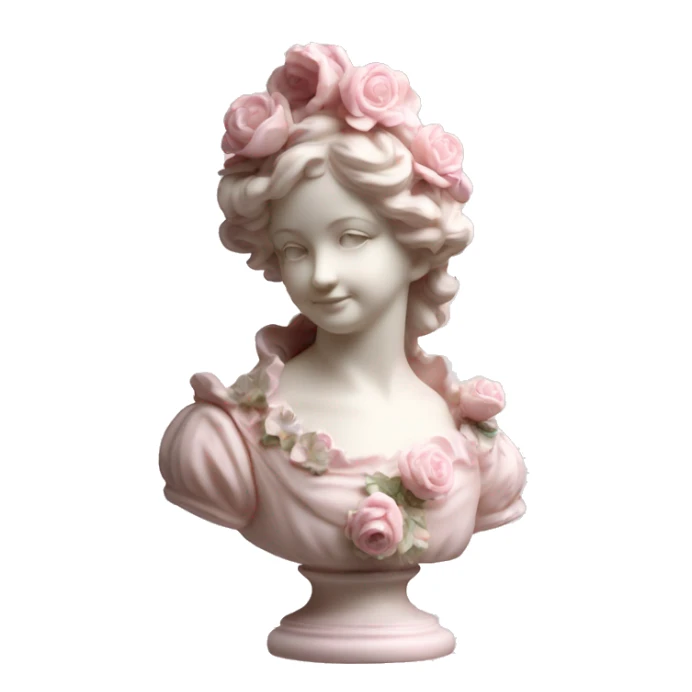 vintage rococo light pink dainty floral statue sticker