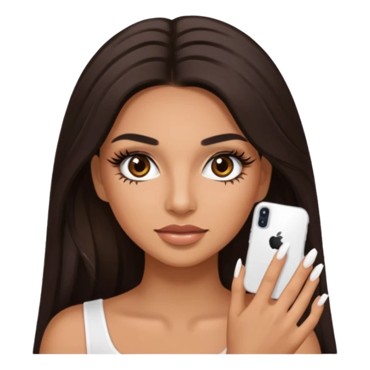 Baddie Latina emoji with fake lashes and white nails sticker