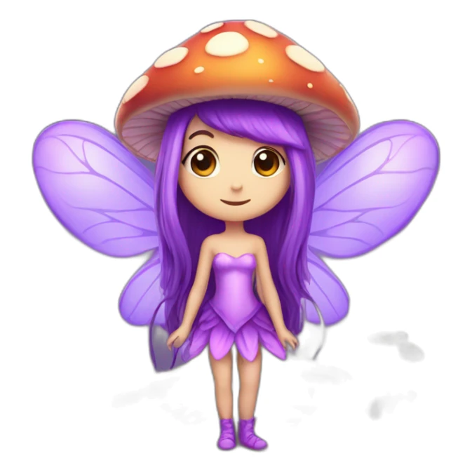 Cute purple mushroom fairy with long hair sticker