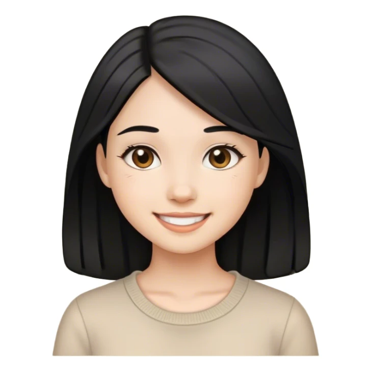 smiling girl with black hair sticker