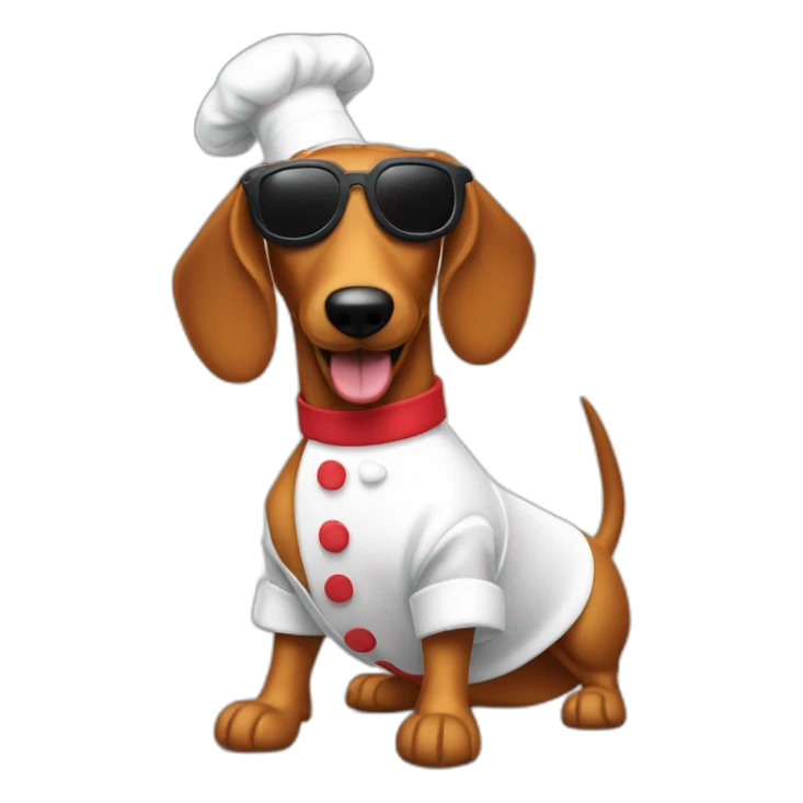 wiener dog chef hat sunglasses and a bone sticker