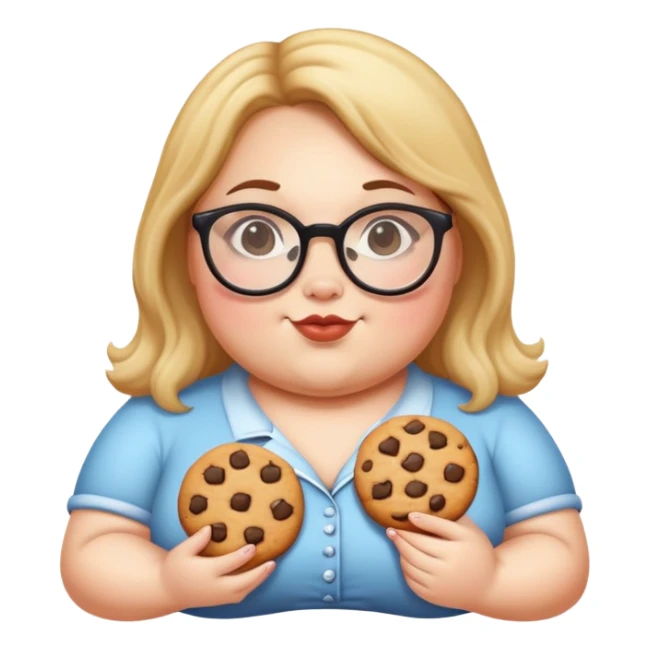 A fat girl with glasses with a cookie in hand sticker