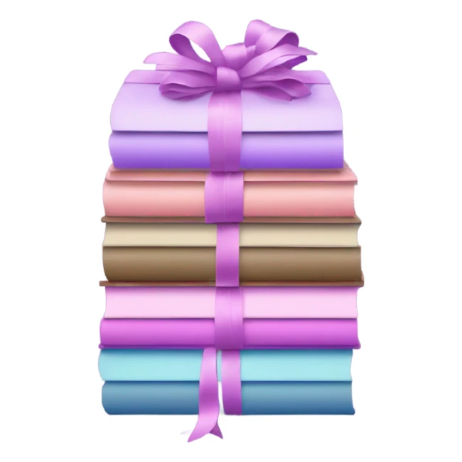 light purple Books stacked up and tied together by a pink bow sticker