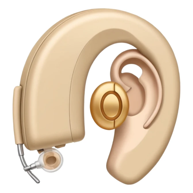 Telinga aid, hearing aid color beinge tapi earmold color white  sticker