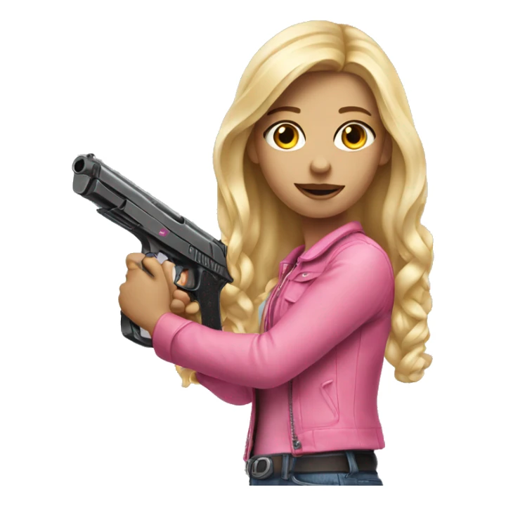 realistic blonde girl holding a pink gun sticker