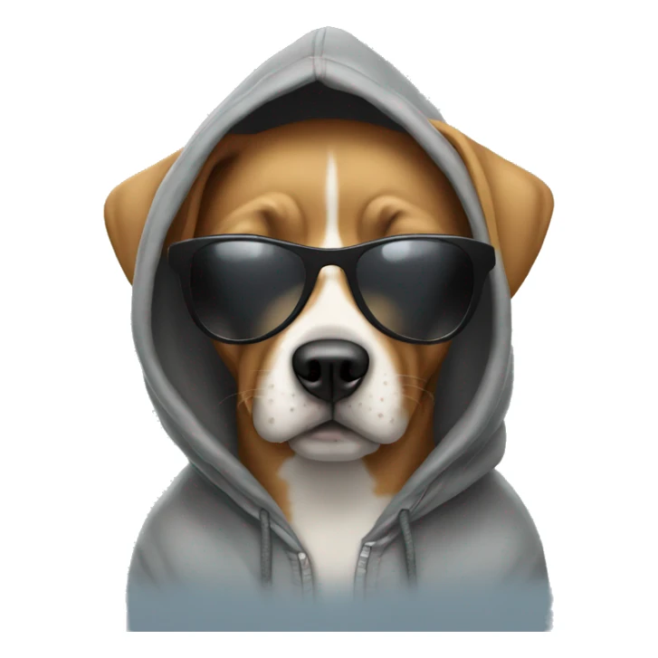Dog wearing hoodie with sunglasses on sticker