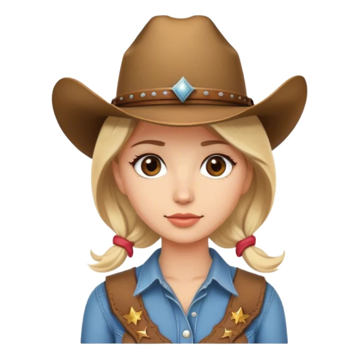 Short Blond woman with cowboy hat, brown eyes sticker