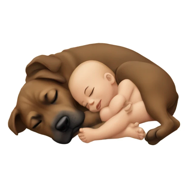A baby sleeping by a dog  sticker