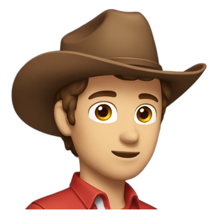 guy wih brown hair cap on cowboy red shirt brown eyes  sticker