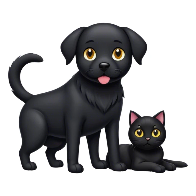 Black dog with black cat sticker