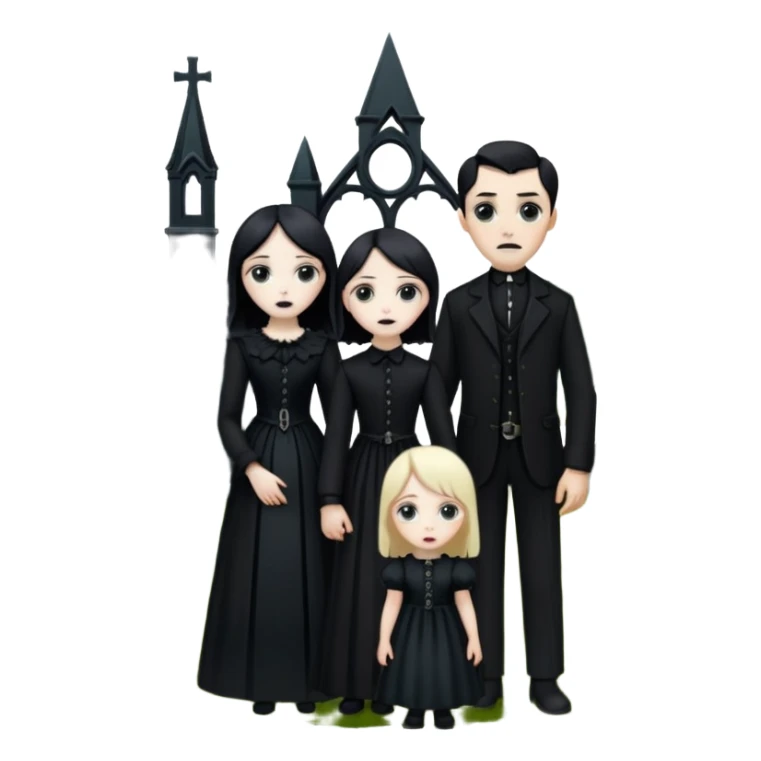 Adams Family style horror overgrown Haunting graveyard field Victorian mansion  sticker