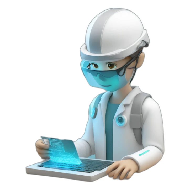 Futuristic-Biomedical-Engineer-studying-hologram-3d-model-of-breast sticker