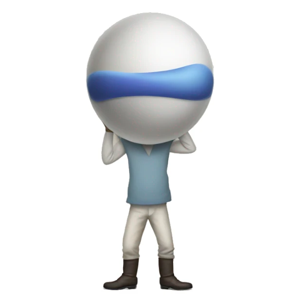 a large long thing with 2 spheres below and a person  sticker