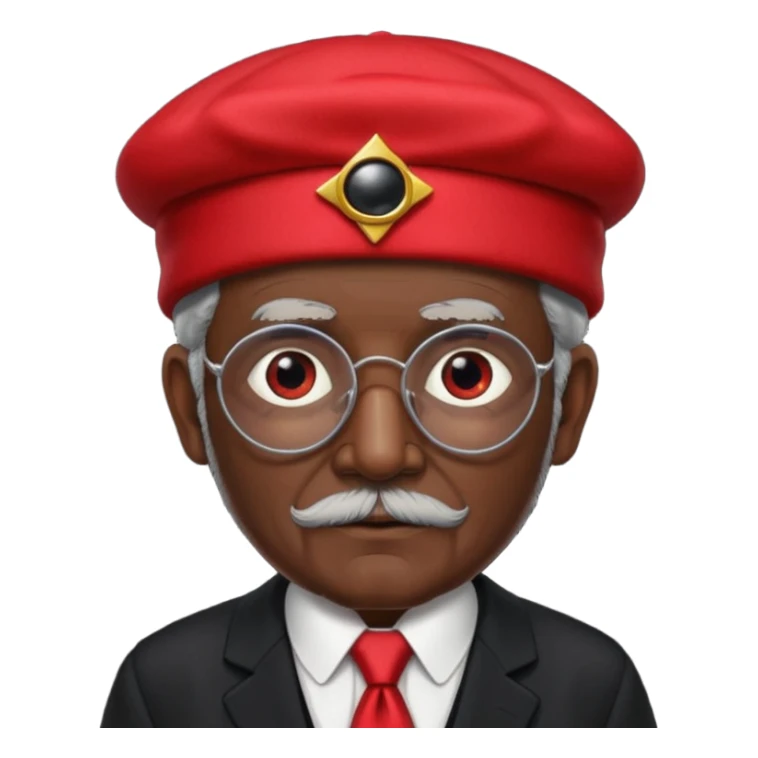 black suited old man with red fes hat and eye pach sticker