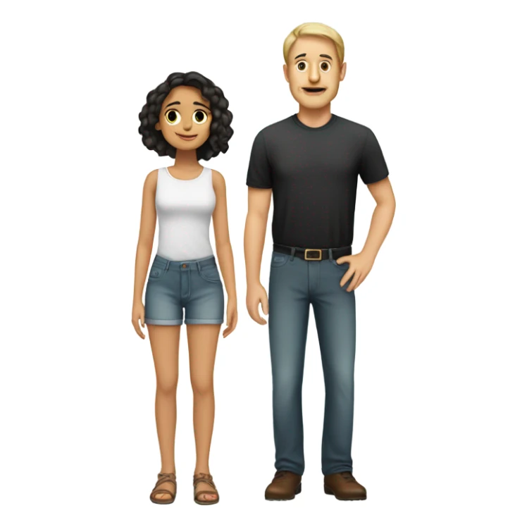 tall white man with short mexican girl sticker