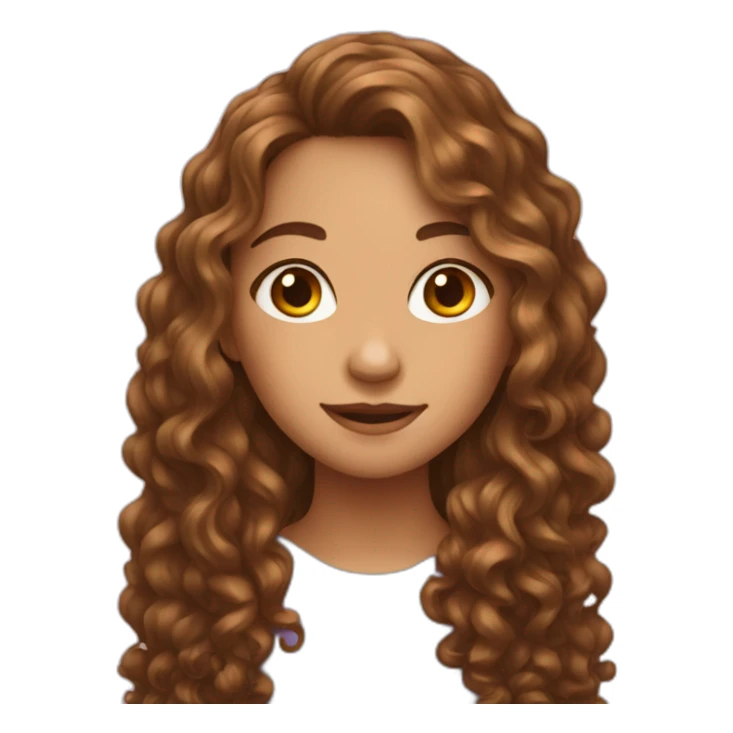A girl with long curly brown hair sticker