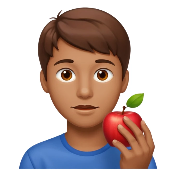 I want you to create an emoji of a SPANISH sergeant,  He should be a young guy with brown hair, brown eyes, his skin color like he’s tan and he’s eating an apple  sticker