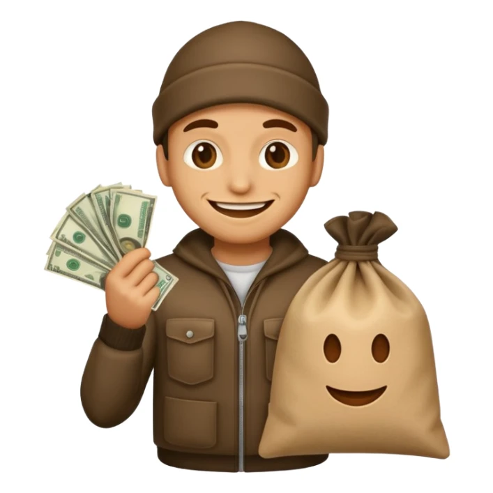 Robber emoji holding a bag of money sticker