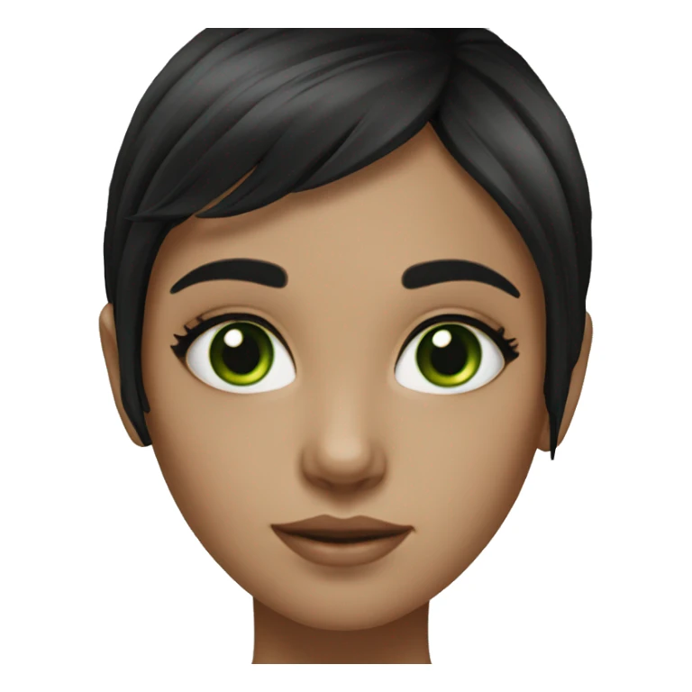 realistic black haired girl green eyes sticker