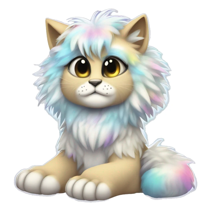 Furry, sparkle, iridescent, colorful, pastel, edgy, cool, fantasy beautiful, divine, godly, angelic, animal, anthro, full body, fursona, feline sticker