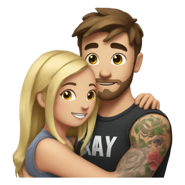 mr beast with tattoos hugging brunette girl sticker