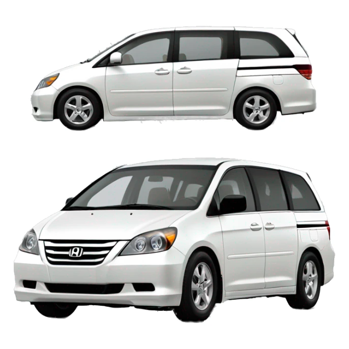 White 2006 JDM Honda Odyssey RB2, right-hand drive, sleek design, narrow headlights, aerodynamic grille, and sporty look sticker