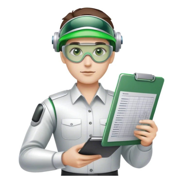 cyborg accountant with green Green eyeshades visor holding spreadsheets sticker