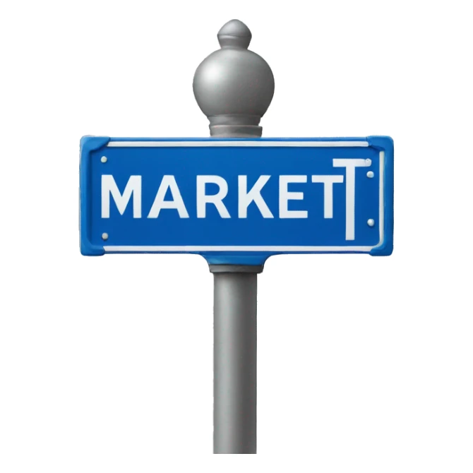 Street sign that says MARKET in blue sticker