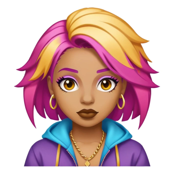 female rapper with colorful hair sticker