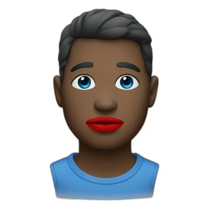 A blue person who has red tattoo on his lips sticker