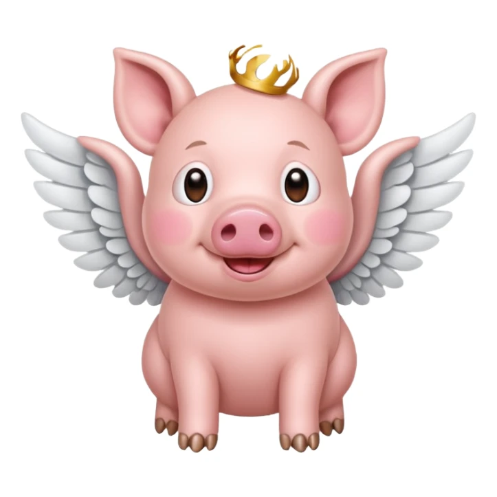 Crea un emogi de un cerdo con alas sticker