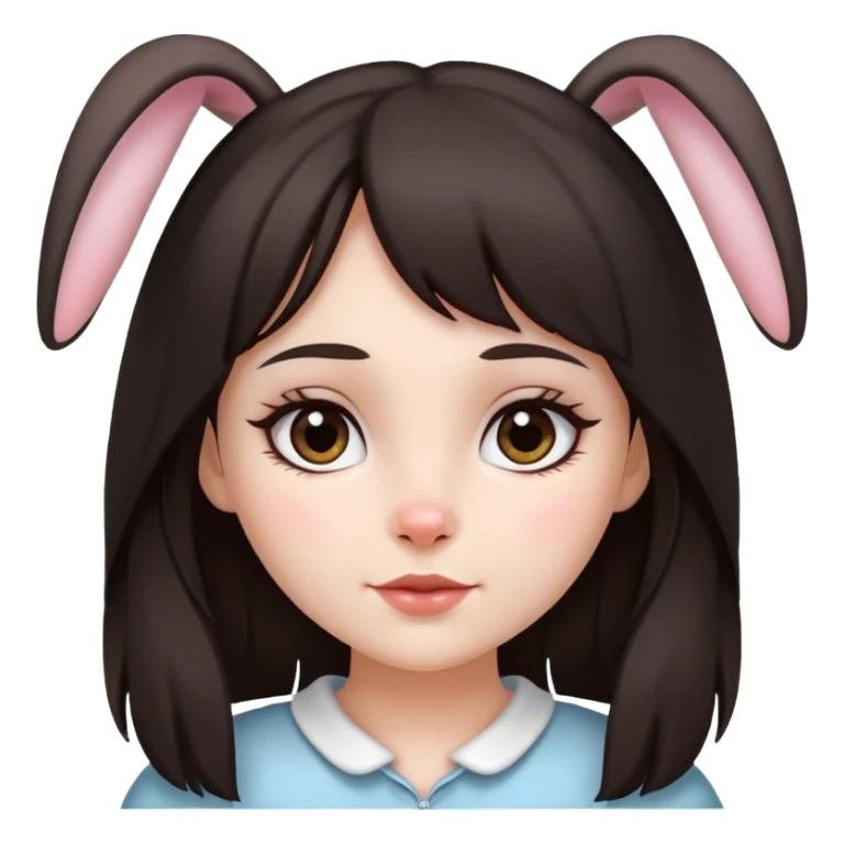 girl with dark hair and bunny’s  sticker