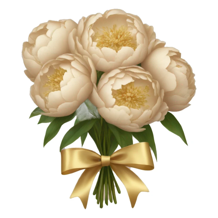 Beige peonies bouquet with golden bow sticker