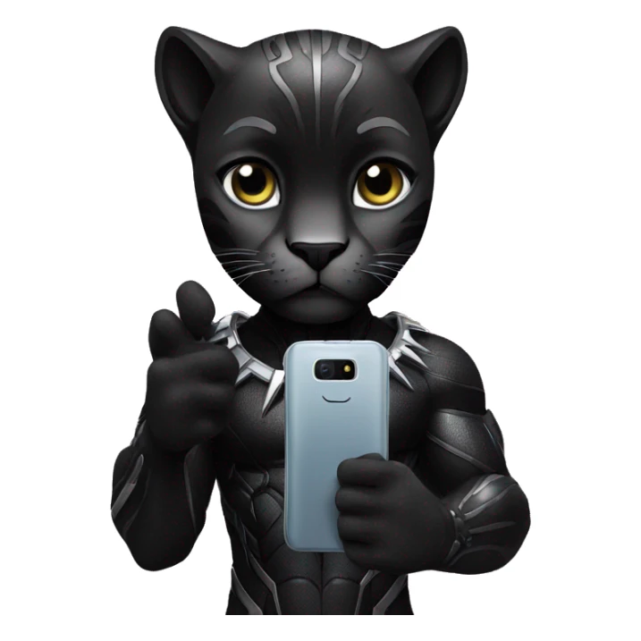 A black panther holding a phone with the number 0 in its paws sticker