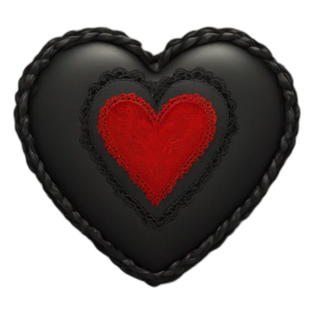 Wide black leather heart with red lace border sticker