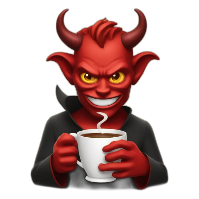 Devil with cup of coffee sticker