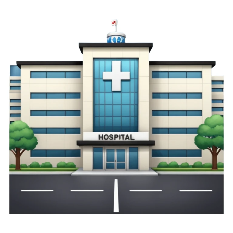 hospital outside, with text hospital sticker