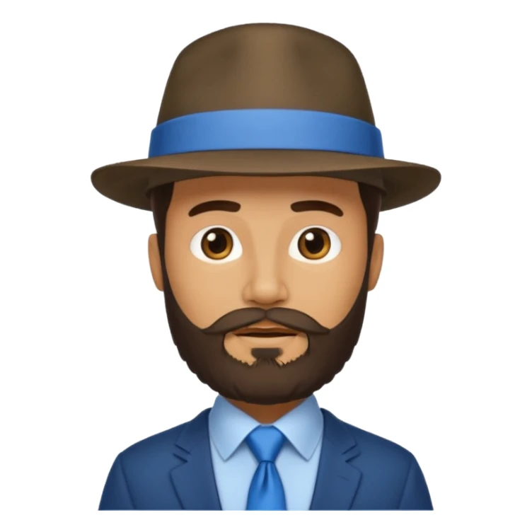 bearded man wearing hat and blue tie sticker