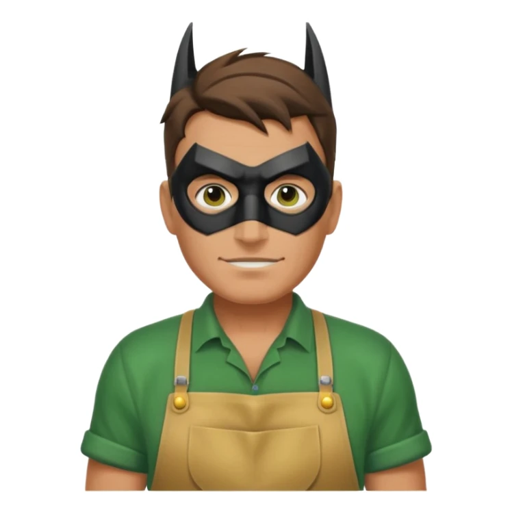 gardener with tanned skind and batman mask sticker