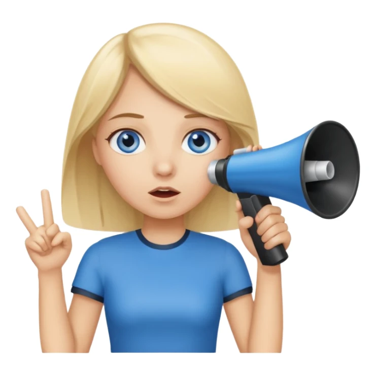 blue eyes blonde girl with megaphone saying timeout sticker