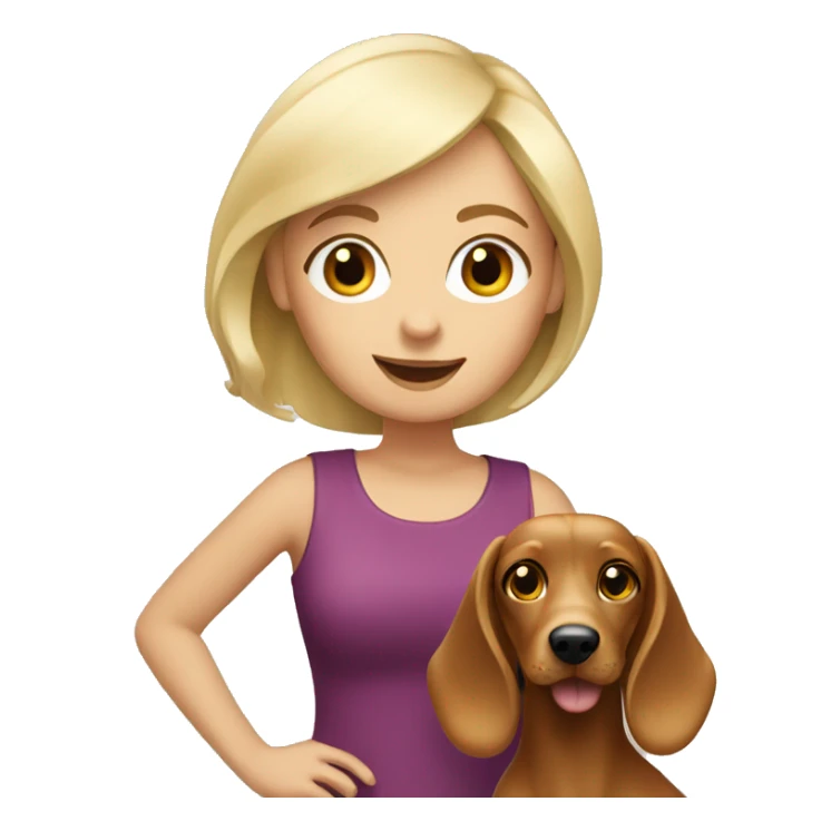 blonde girl with sausage dog sticker