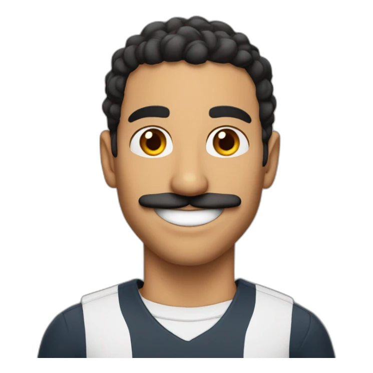 athletic middle eastern guy with a big smile and a mustache short hair dark features sticker