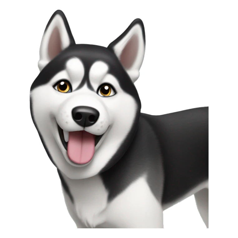 Husky black and white sticking out tongue  sticker