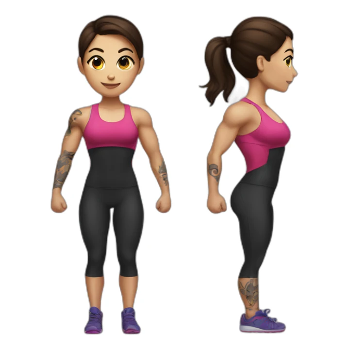 Cute brunette female weight lifter with tattoos sticker