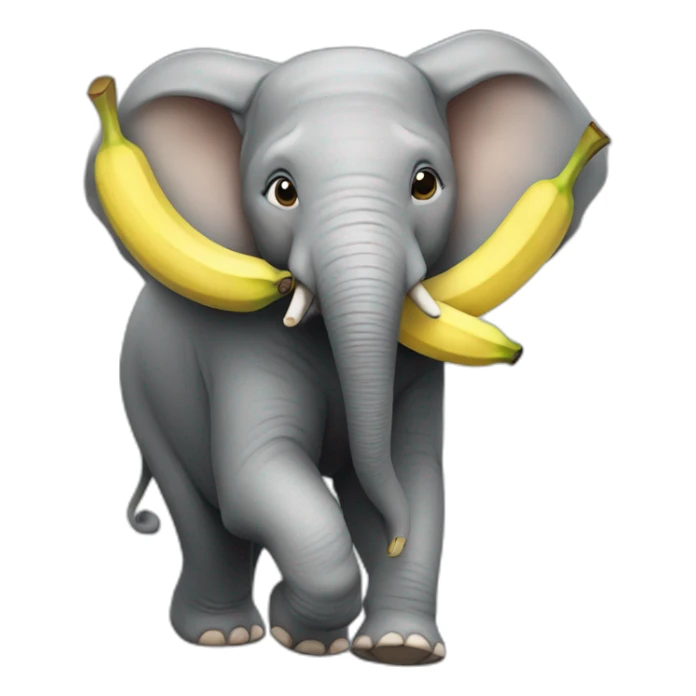 An elephant running by eating bananas sticker