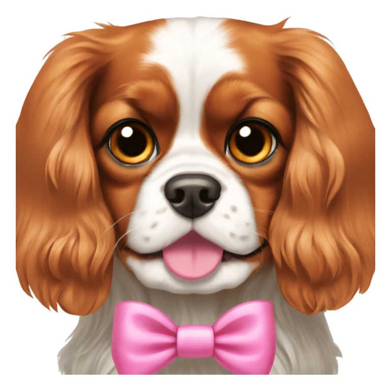 cavalier king charles spaniel dog wearing a pink bow sticker