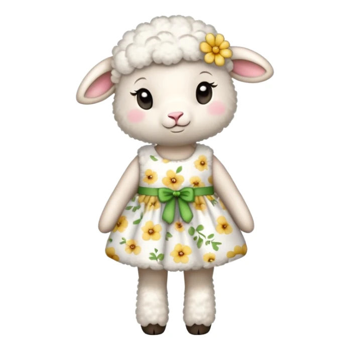 Little lamb wearing flower dress sticker